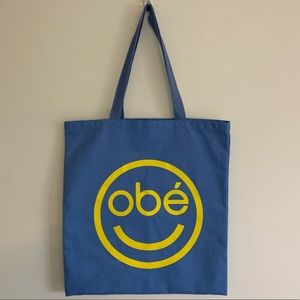 obé blue / yellow reusable tote bag